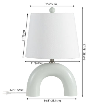 Zadie 17.75" Scandinavian Minimalist Ceramic Arch LED Table Lamp - JONATHAN Y